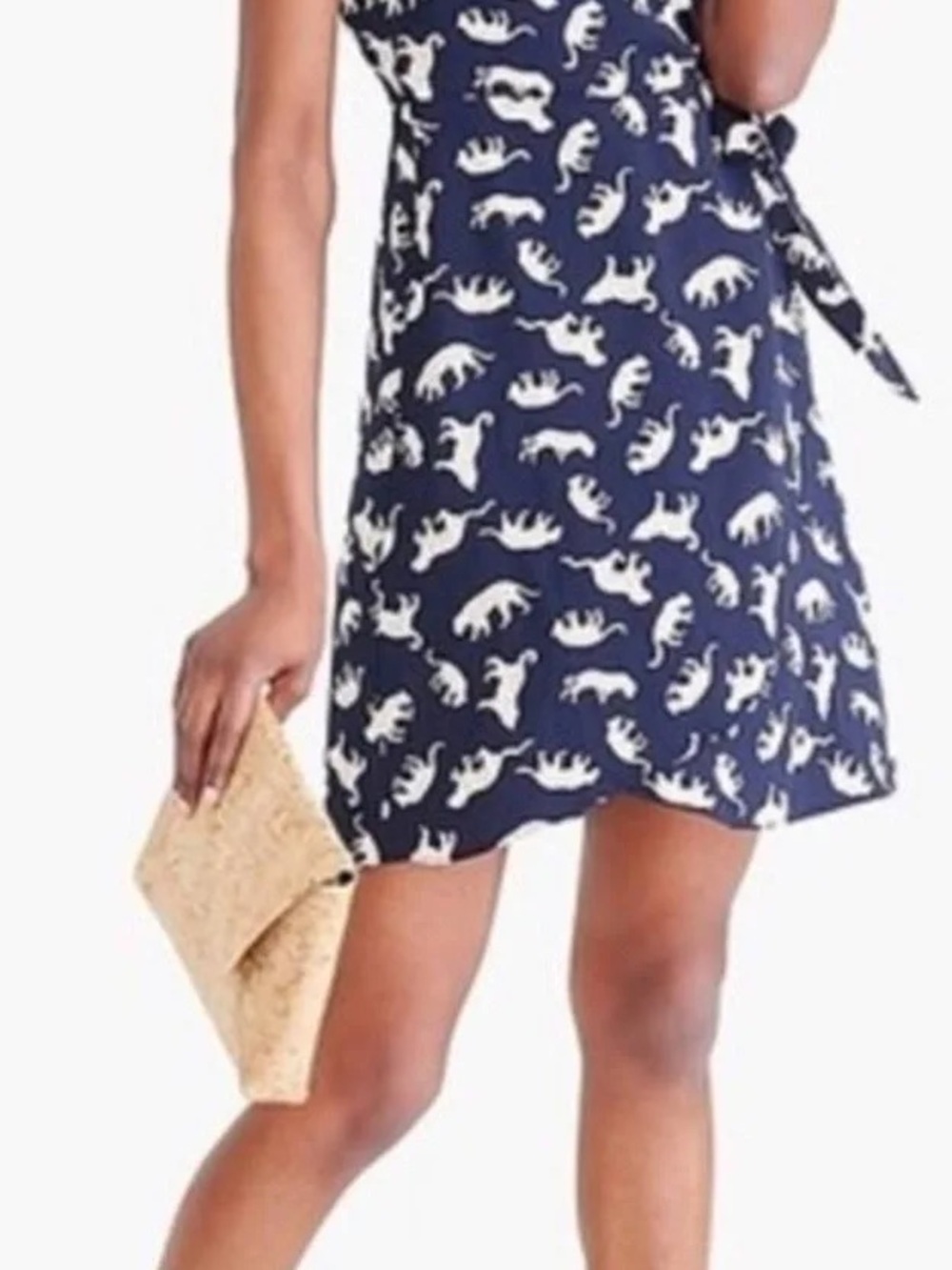 J.Crew navy leopard cheetah cat print dress wrap 12 L - Picture 3 of 5